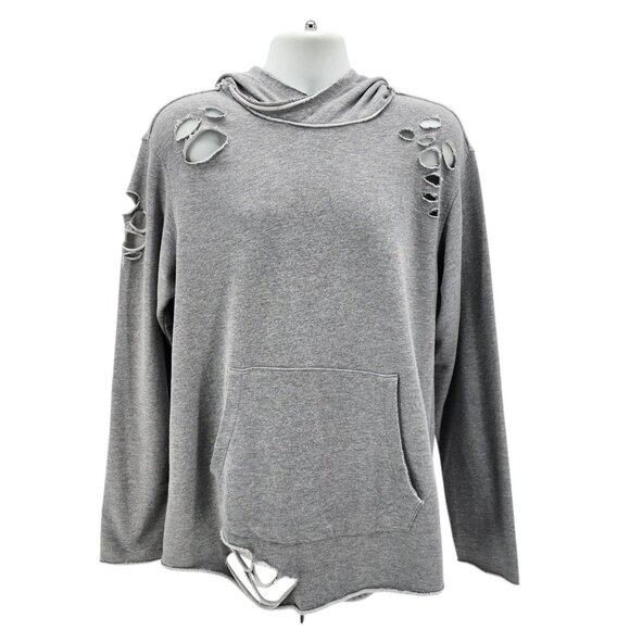 Jordan Craig Mens XL Hoodie JC LE Shredded Pullover Heather Gray Raw Hem - Picture 8 of 8